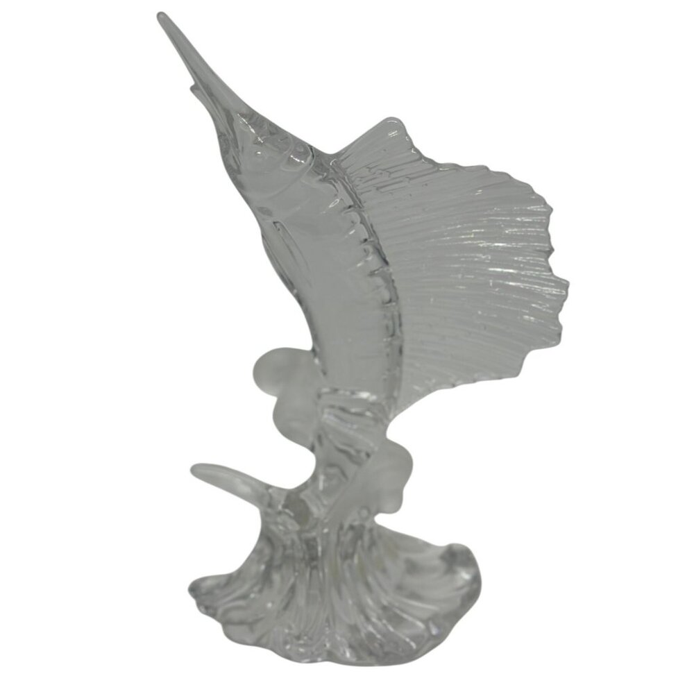 VTG Lenox Crystal Swordfish Sculpture Water Dance Collection Marlin Figurine MCM